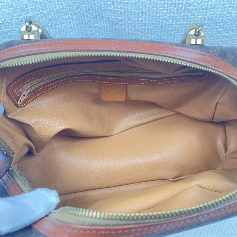 CELINE PARIS STUNNING VTG Macadam Brown Dome Satchel MC99/1 GUC W/COA - Picture 8 of 16